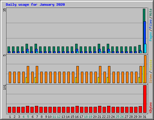Daily usage for January 2020