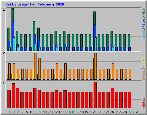 Daily usage for February 2020